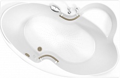 BellSan Акриловая ванна Индиго 168x110 L с гидромассажем с ручками белая/бронза – фотография-1